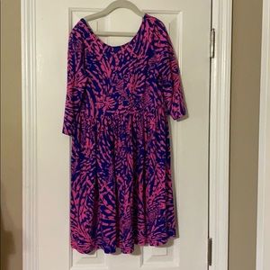 LILLY PULITZER Girls Pink Blue Zebra Dress 12 14